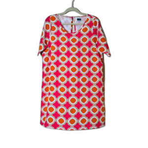 Mud Pie Mod Hot Pink Orange Mini Dress 1970s Light Dress Large 12/14